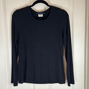 Blue Les Copains Black LS Crew Neck Knit T-Shirt Wm's Size Small Made in Italy